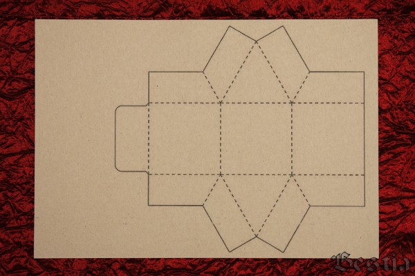 Схема коробочки из золотистого картона